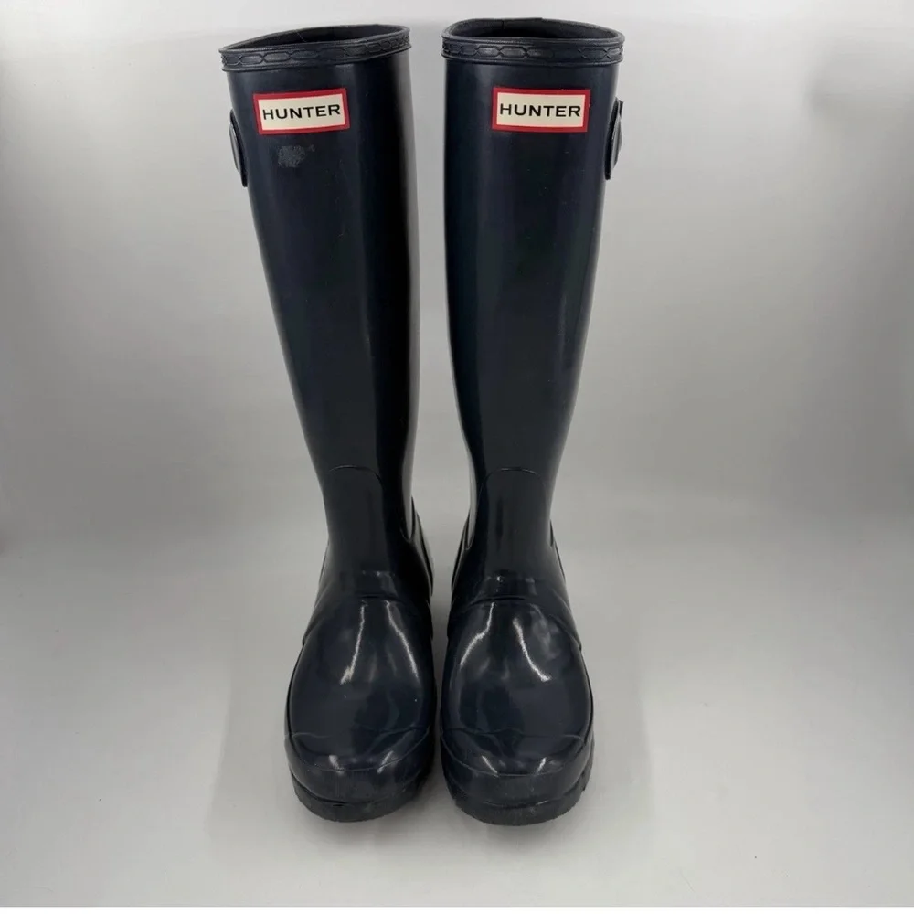 Hunter Women’s Original Tall Gloss Rain Boots-SZ 6-Blue Natural Rubber “Wellies”
